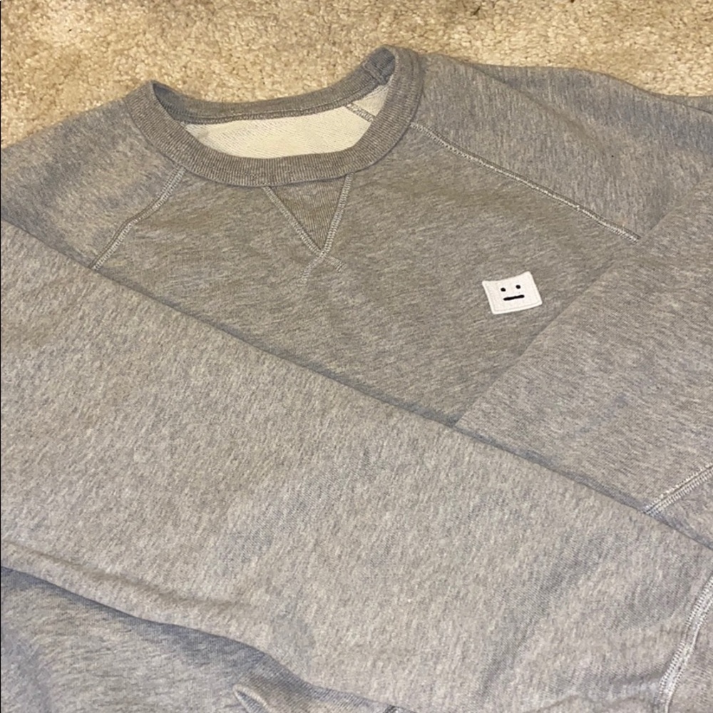Acne Studios XS Gray College Face Crewneck